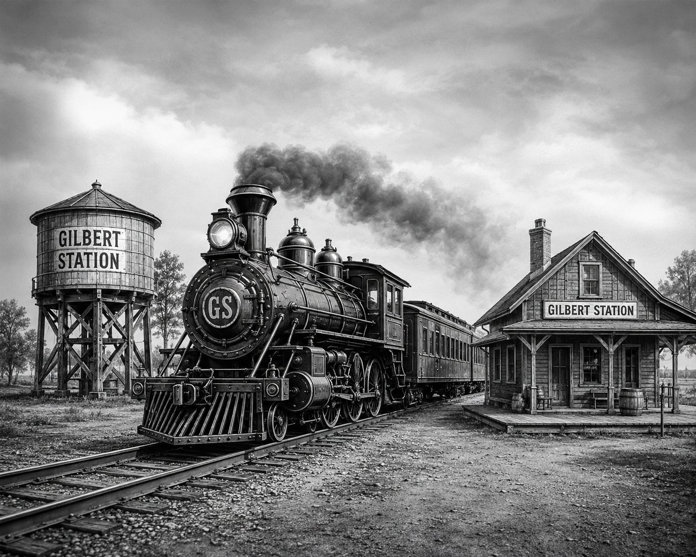 Vintage steam locomotive at Gilbert Station